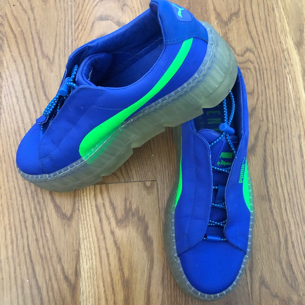 Fenty Puma wmns size 9 blue/ lime green platform